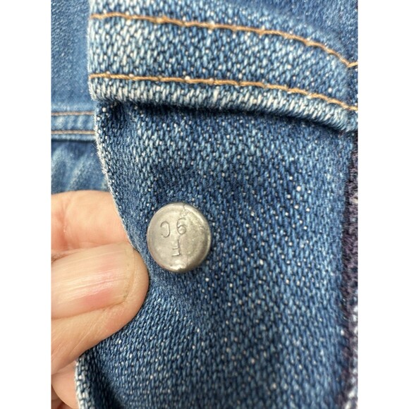 Vintage 1970s Wrangler Corduroy Collar Denim Snap On Jacket - Picture 7 of 13